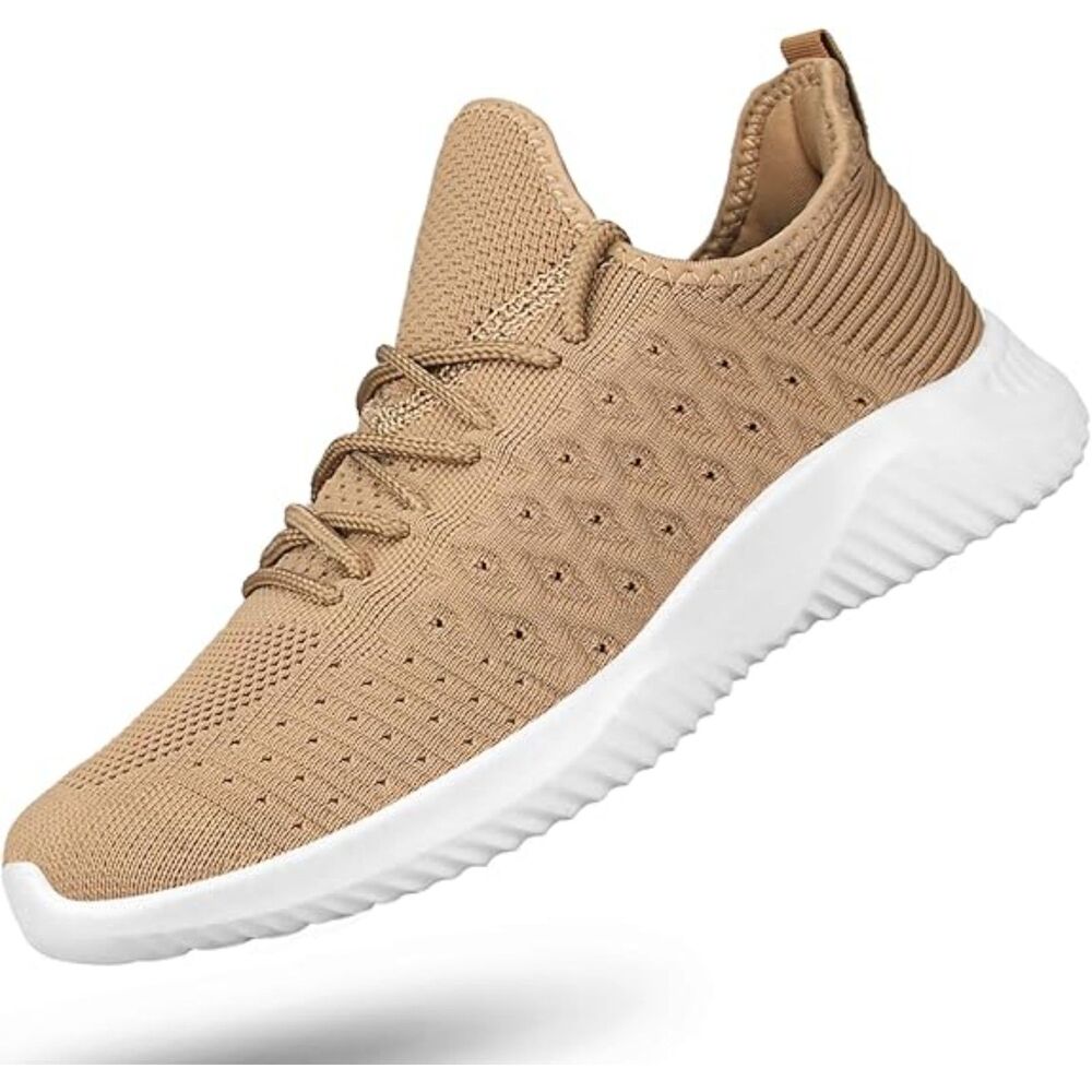 Men's Khaki Slip On Lightweight Breathable Comfortable Fashion Sneakers